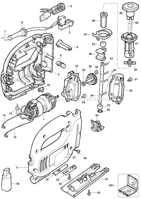 Page A Diagram and Parts List for JS350V Type 3 Black and Decker Jig Saw